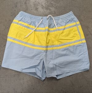 South Bay Swim Shorts in Light Blue and Yellow, Medium